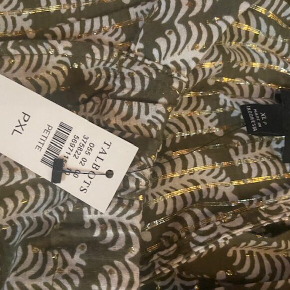 Talbot's Women's Halter Top - Ornate Paisley  NWT Olive Green White Sz Petite XL - Picture 6 of 6